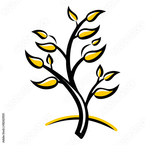 a flat gradient outline icon of a willow tree for web and graphic design