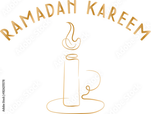 Ramadan Kareem Line Art Candle Illustration