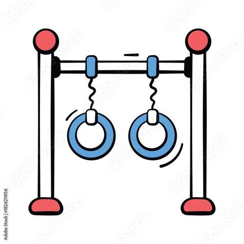 Take your hands on this amazing doodle style icon of gymnastic rings