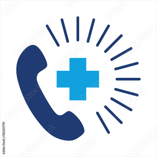 Crisis Hotline Flat Blue Icon Vector Illustration