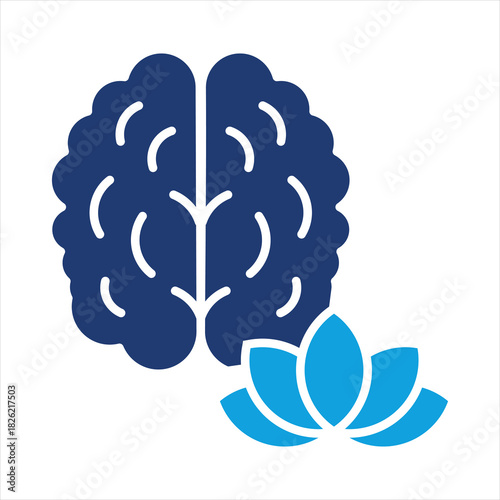 Mindfulness Flat Blue Icon Vector Illustration