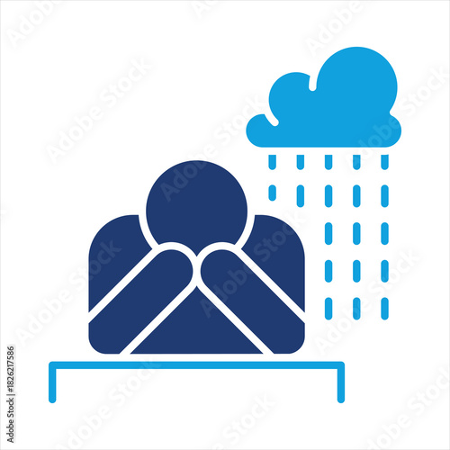 Depression Flat Blue Icon Vector Illustration