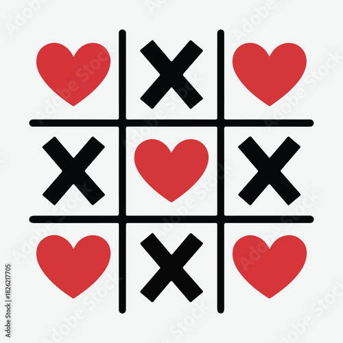 Tic Tac Toe Heart Love vector