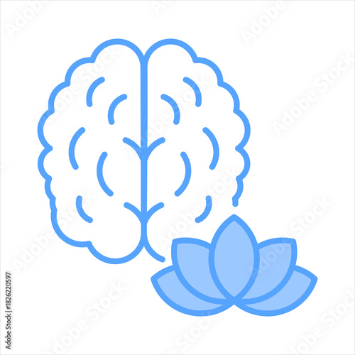 Mindfulness Blue Icon Vector Illustration