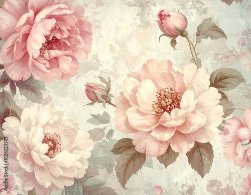 grunge background with flowers