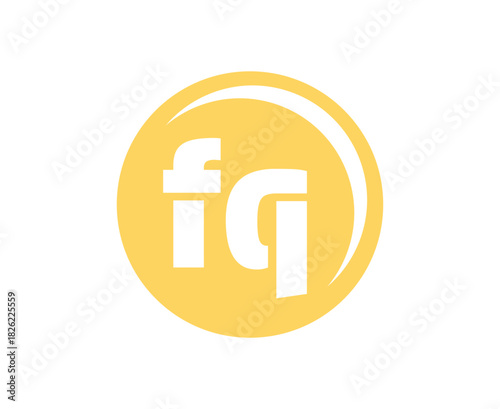 FQ sport emblem or team logotype. Ball logo with a combination of Initial letter F and Q for balls shop, sports company, training, club badge.
