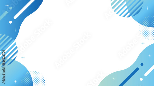 抽象的　幾何学　フレーム　シェイプ　青　グラデーション　キラキラ