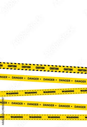 yellow caution tape. caution tapes. set of yellow and black lines. police crime tape