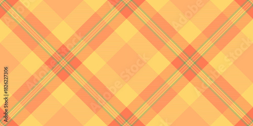 Checking pattern tartan fabric, cell vector texture check. Funky plaid seamless textile background in amber and orange colors.
