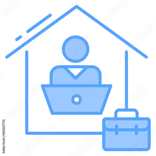 Remote Work Blue Icon