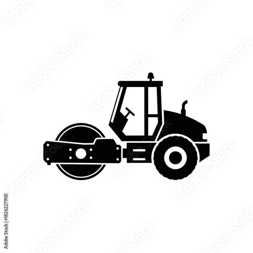 Road Roller Silhouette Vector  Construction Vehicle Icon  Heavy Machinery Graphic