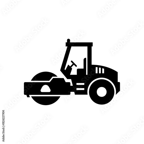 Road Roller Silhouette Vector  Construction Vehicle Icon  Heavy Machinery Graphic