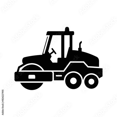 Road Roller Silhouette Vector  Construction Vehicle Icon  Heavy Machinery Graphic