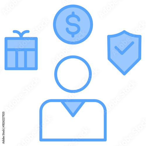 Employee Benefit Blue Icon