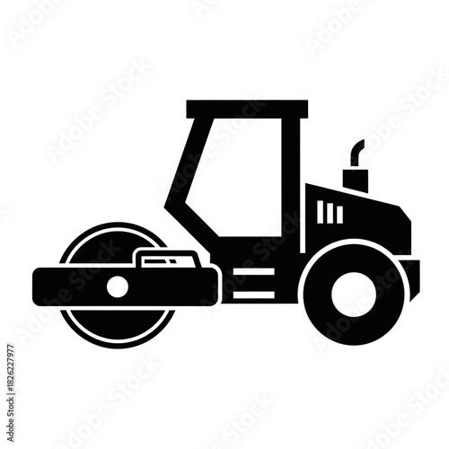 Road Roller Silhouette Vector  Construction Vehicle Icon  Heavy Machinery Graphic