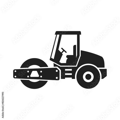Road Roller Silhouette Vector  Construction Vehicle Icon  Heavy Machinery Graphic