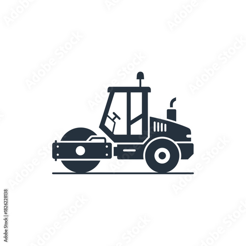 Road Roller Silhouette Vector  Construction Vehicle Icon  Heavy Machinery Graphic