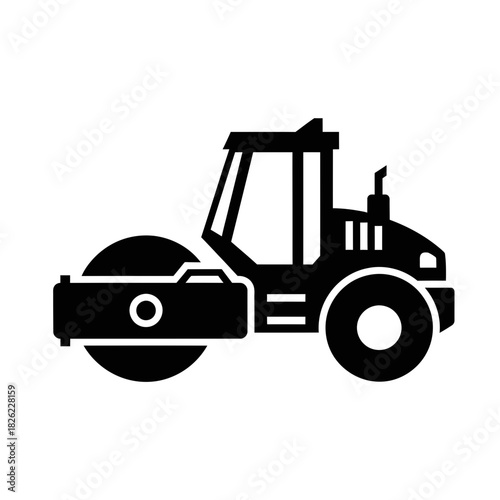Road Roller Silhouette Vector  Construction Vehicle Icon  Heavy Machinery Graphic