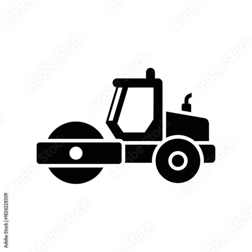 Road Roller Silhouette Vector  Construction Vehicle Icon  Heavy Machinery Graphic