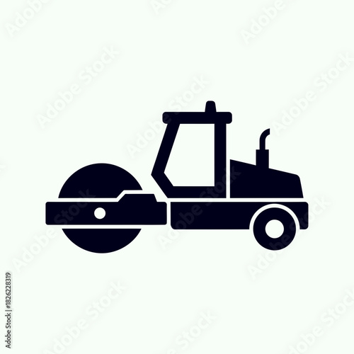 Road Roller Silhouette Vector  Construction Vehicle Icon  Heavy Machinery Graphic