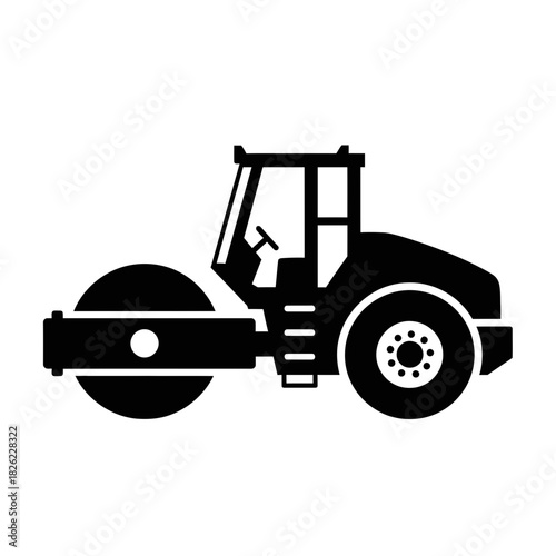 Road Roller Silhouette Vector  Construction Vehicle Icon  Heavy Machinery Graphic