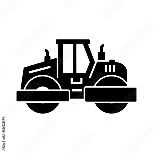 Road Roller Silhouette Vector  Construction Vehicle Icon  Heavy Machinery Graphic