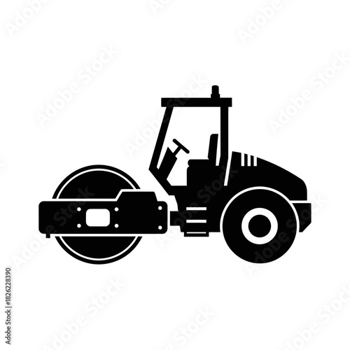 Road Roller Silhouette Vector  Construction Vehicle Icon  Heavy Machinery Graphic