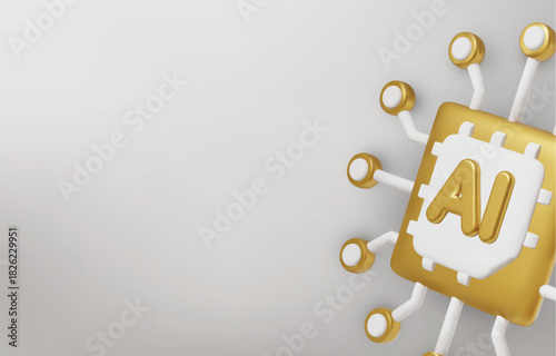 3d Vector AI Chip, AI in science and business, Technology and engineering concept.