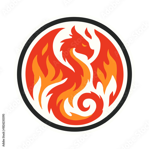 Tribal tattoo design vector illustration of a fire flame icon and phoenix bird silhouette