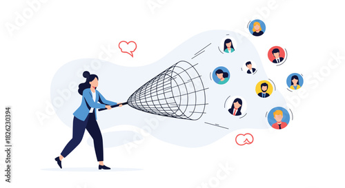 Attract potential customers with targeted marketing strategies for business success, connecting with clients online, building relationships, lead generation