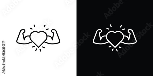 Strong heart icon thin line outline concept. Linear style icon. Editable stroke. Vector