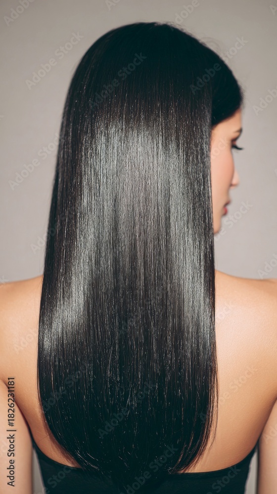 Obraz premium Woman showing beautiful healthy long straight hair