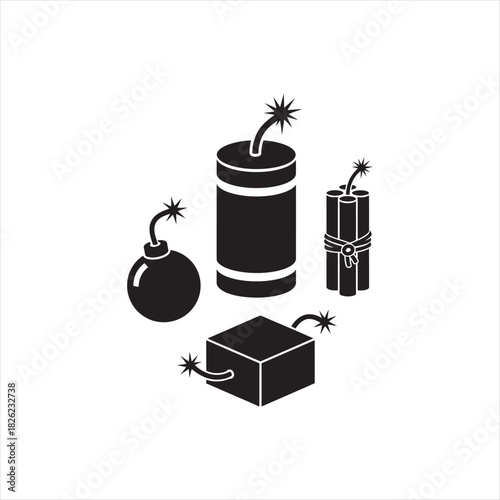 bomb with burning fuse