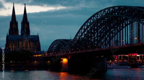 Wallpaper Mural Cologne Cathedral and Hohenzollern Bridge at night in Cologne, Germany. Torontodigital.ca