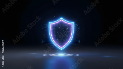 Glowing Digital Shield Concept for Cybersecurity and Protection