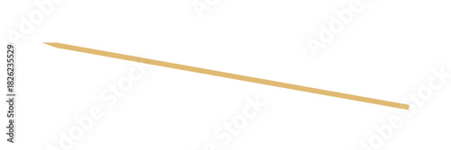 Wooden skewer with pointed tip. Disposable bamboo thin long skewer. Chopstick. Chinese food stick. Wooden toothpick. Isolated realistic vector illustration on white background. Vector illustration. 
