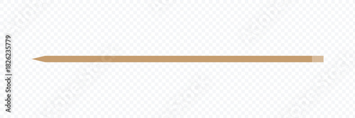 Wooden skewer with pointed tip. Disposable bamboo thin long skewer. Chopstick. Chinese food stick. Wooden toothpick. Isolated realistic vector illustration on white background. Vector illustration. 