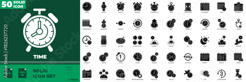 Time Solid Editable Icons set