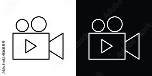 Video icon thin line outline concept. Linear style icon. Editable stroke. Vector