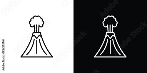 Volcano icon thin line outline concept. Linear style icon. Editable stroke. Vector