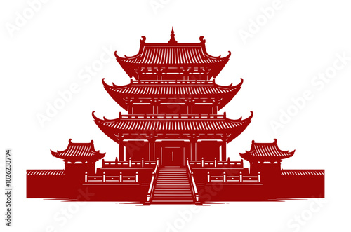 vector illustration silhouette of a chinese kingdom palace (artwork 1)