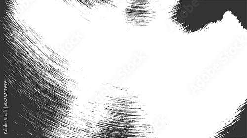 Dark grey brush strokes on white background abstract texture black