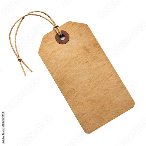 blank kraft paper texture price tag isolated on transperant background