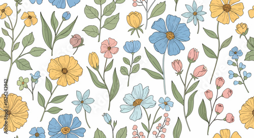Easter seamless floral background - an illustration for your design project.
