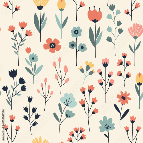 Floral seamless background of elegant colors. Illustration for your design.
