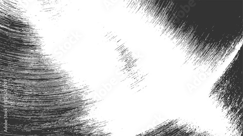 Abstract grunge texture with curved black lines and white negative space vector