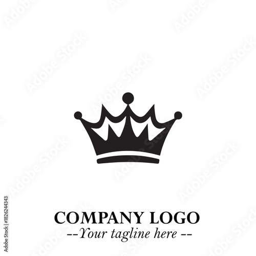 Elegant Black Crown Logo Symbol on a Clean White Background for Premium Branding Design