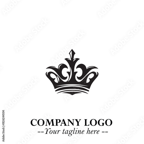 Elegant Black Crown Logo Symbol on a Clean White Background for Premium Branding Design