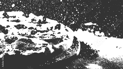 Abstract black and white textured background with organic shapes and speckles vector