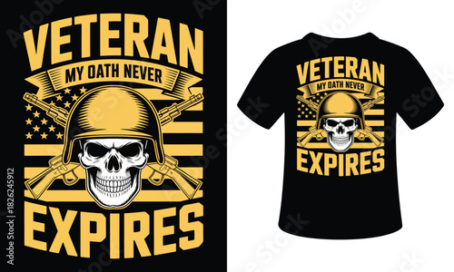 Veteran Oath Never Expires  Skull & Rifles Military Design